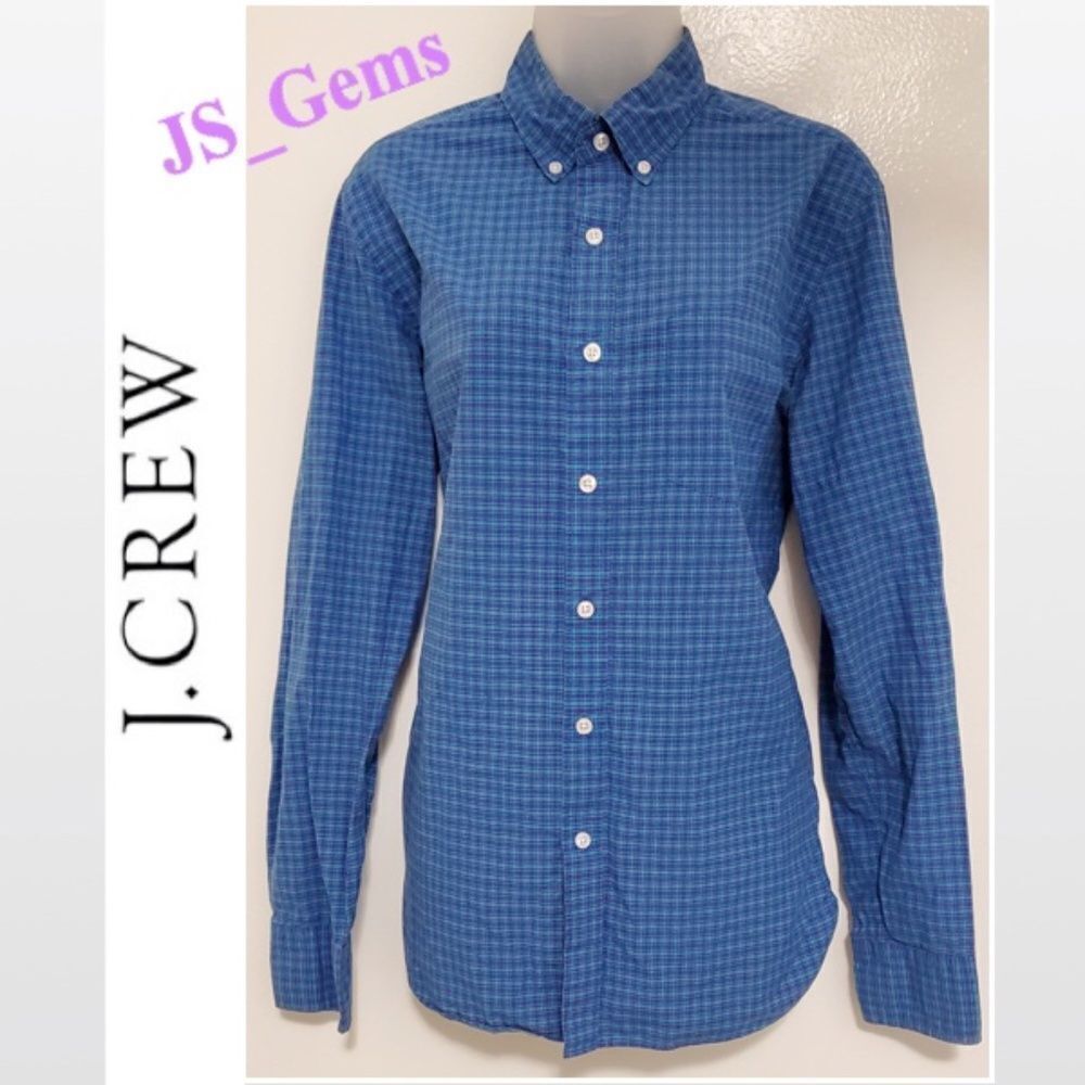 J. Crew Top Womens Small Blue Preppy Button Down Plaid Shirt